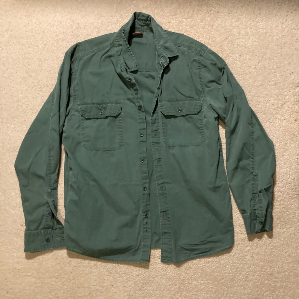 Great Northwest Forest Green Button Up Long Sleeve Shirt Men’s Size Medium